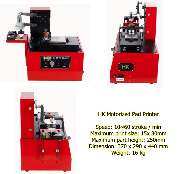 Motorized 1 Colour Ink Cup Pad Printer